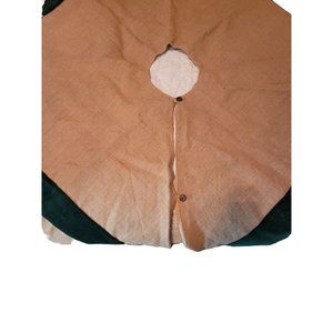 Large Balsam Hill Burlap & Cotton Striped 60" Round Christmas Tree Skirt